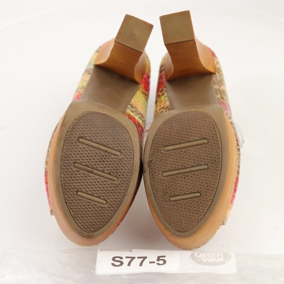 ZigiSoho Womens Jaclyn Pumps Size 8 Tan Red Python Wood Heel Platform Y2K Shoes - Picture 9 of 11